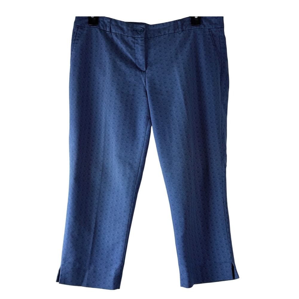 Hilary‎ Radley Womens Blue Geometric Capri Pants Size 12 Cropped Spring Casual